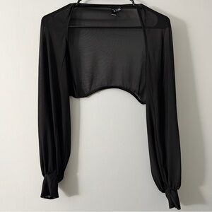 Windsor Size Small Bolero Shrug Long Sleeve Lightweight Black Sheer Used
